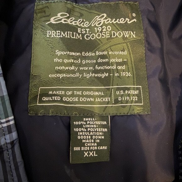 Eddie Bauer Premium Goose Down Vest XXL Men’s Plaid Puffer Quilted Insulated F07 - Picture 4 of 15